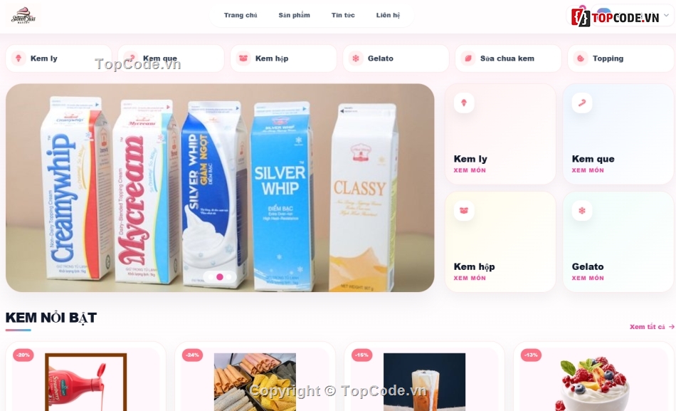 Web bán bánh kem,Website bán hàng,bán kem